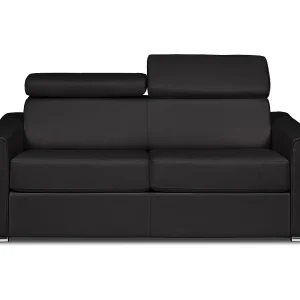 Driezitsslaapbank express van zwart leer – Bed 140 cm – Matras 18 cm – VIZIR Driezitsslaapbank express van zwart leer – Bed 140 cm – Matras 18 cm – VIZIR