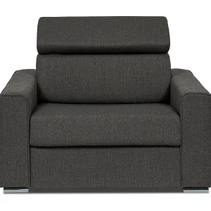 Express-slaapfauteuil van grijze stof – Bed 70 cm – Matras 14 cm, VIZIR