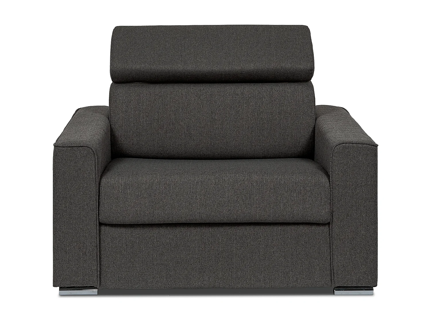 Express-slaapfauteuil van grijze stof - Bed 70 cm - Matras 14 cm, VIZIR