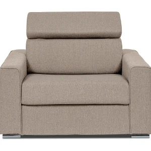 Express-slaapfauteuil van beige stof – Bed 70 cm – Matras 14 cm VIZIR