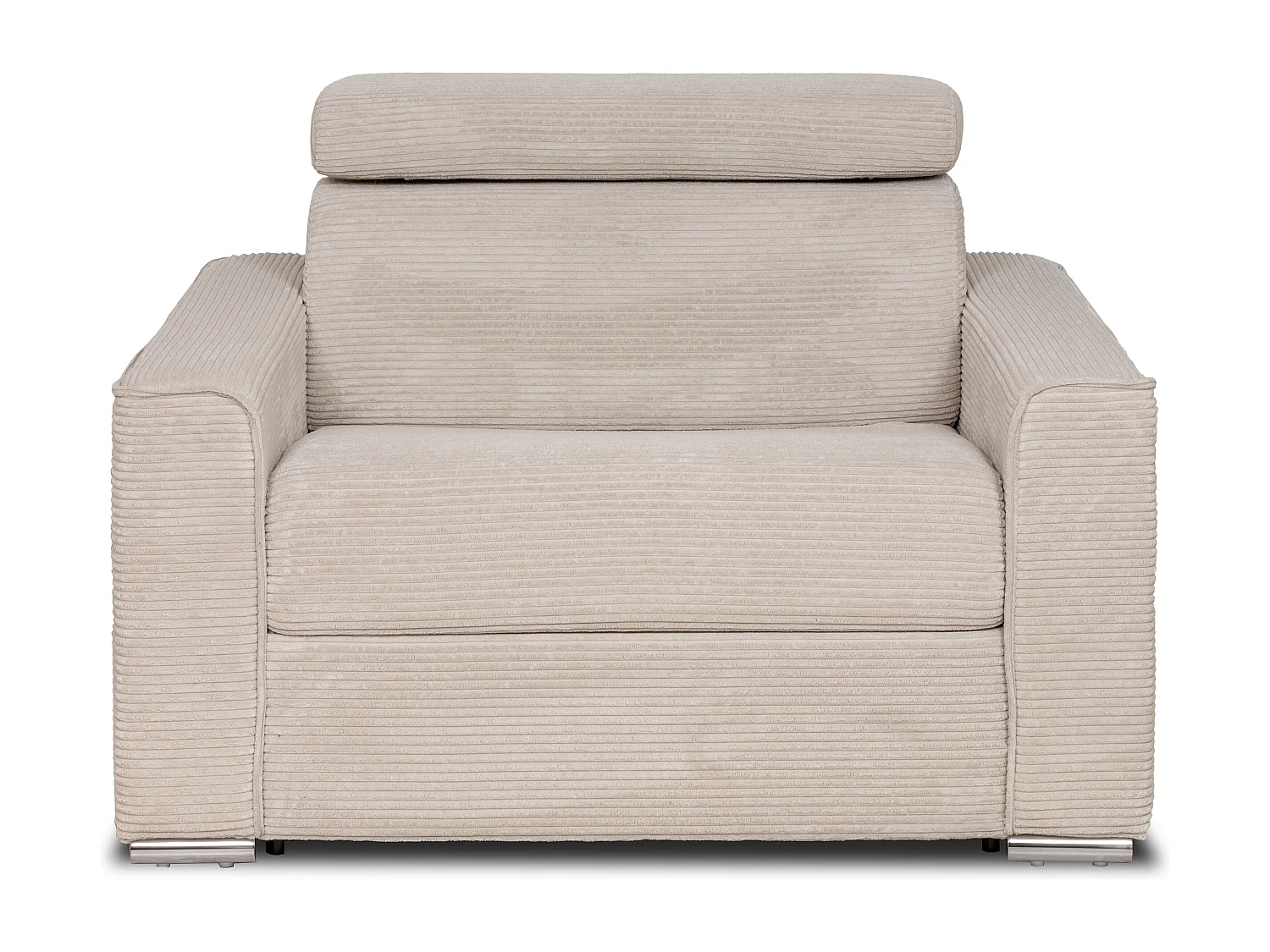 Express-slaapfauteuil van beige ribfluweel - Bed 70 cm - Matras 14 cm VIZIR