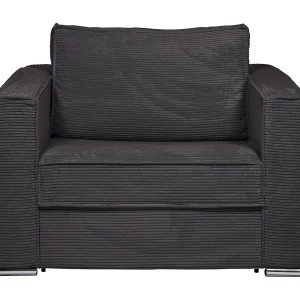 Express-slaapfauteuil van antracietgrijs ribfluweel, 70 cm, matras 14 cm LORETO