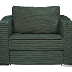 Express-slaapfauteuil van groen ribfluweel, 70 cm, matras 14 cm LORETO Express-slaapfauteuil van groen ribfluweel, 70 cm, matras 14 cm LORETO