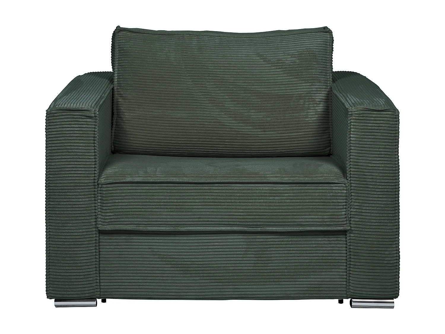 Express-slaapfauteuil van groen ribfluweel, 70 cm, matras 14 cm LORETO