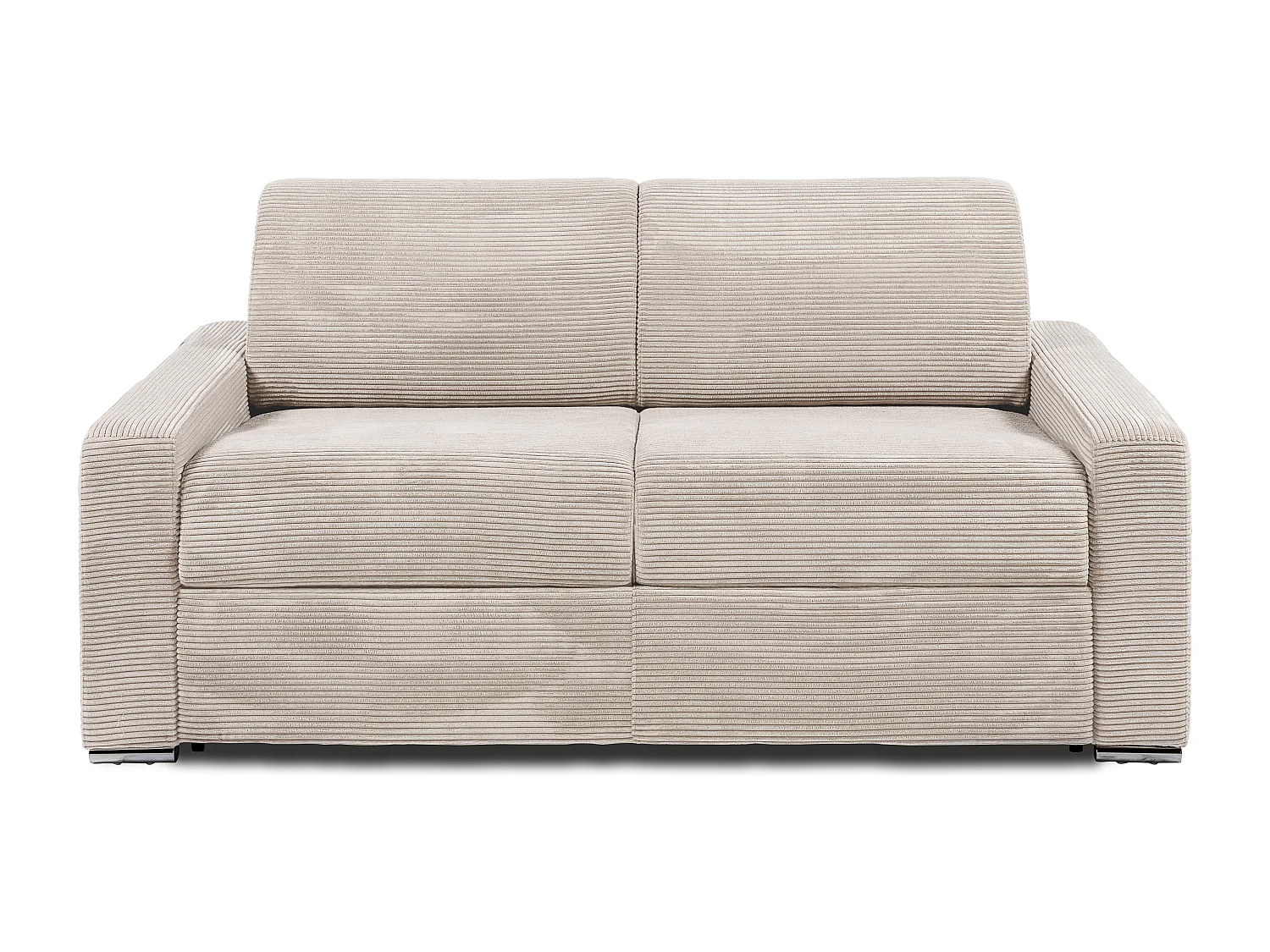Express-driezitsslaapbank van beige ribfluweel - Bed 140 cm - CALITO