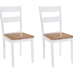 Eetkamerstoelen Set van 2 Wit Massief Hevea Hout – Klassiek Design – Eenvoudige Levering Eetkamerstoelen Set van 2 Wit Massief Hevea Hout – Klassiek Design – Eenvoudige Levering