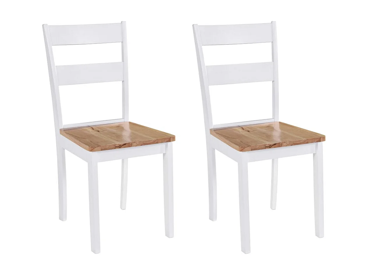 Eetkamerstoelen Set van 2 Wit Massief Hevea Hout - Klassiek Design - Eenvoudige Levering