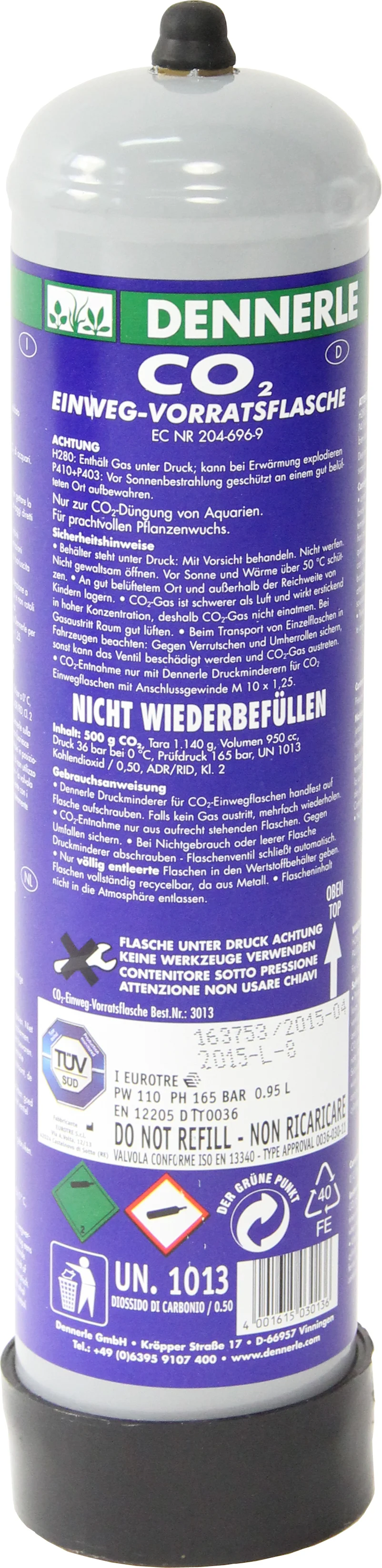 Dennerle CO2 wegwerpfles 500 g