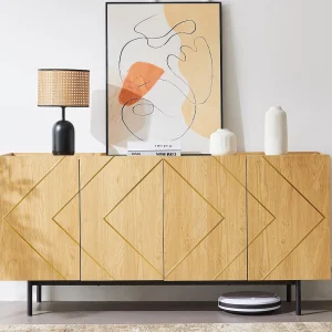 Dressoir – 4 deuren met verstelbare planken – Naturel Dressoir – 4 deuren met verstelbare planken – Naturel