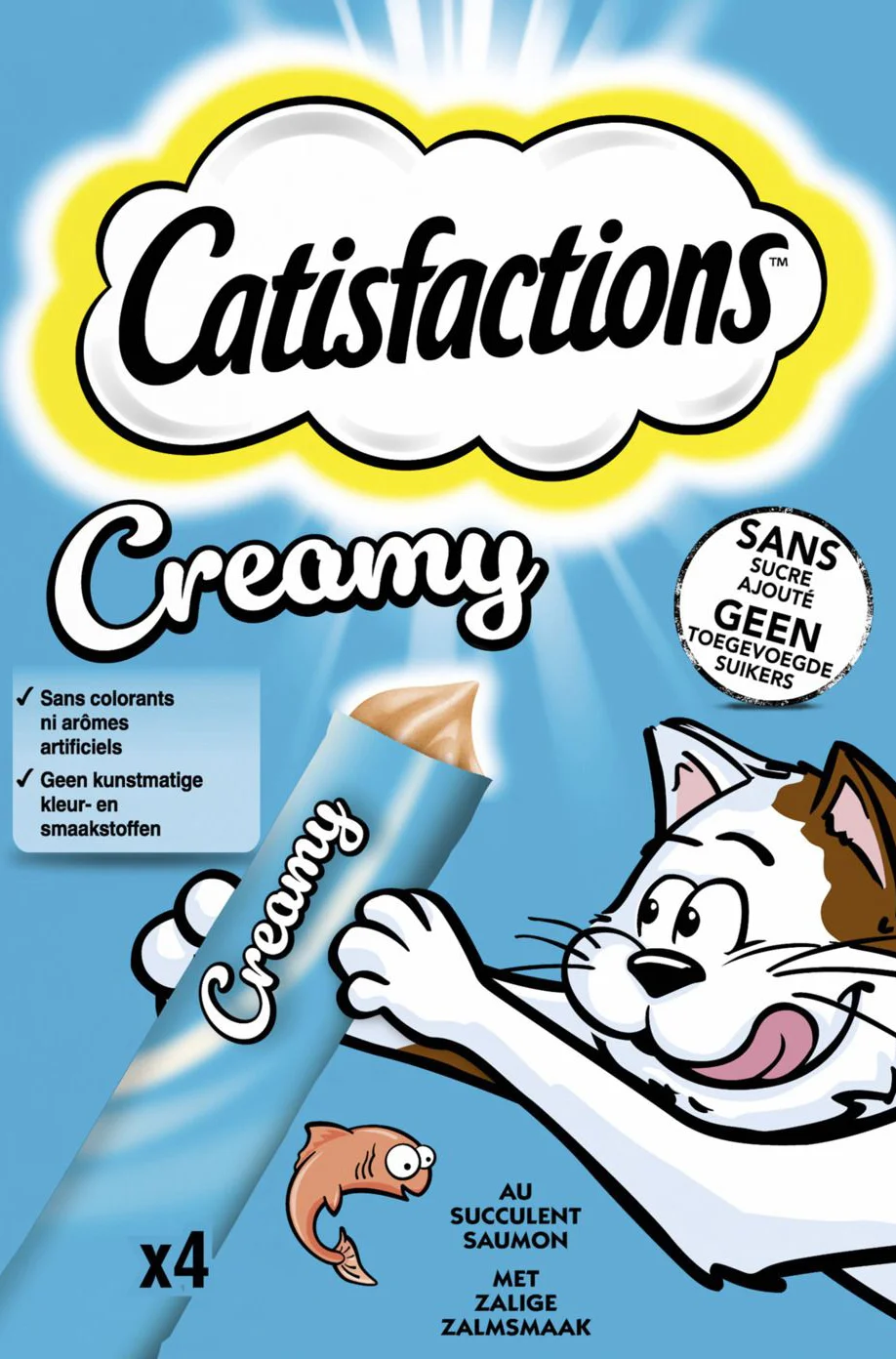 Catisfactions kattensnack Creamy zalm 10 g 4 stuks