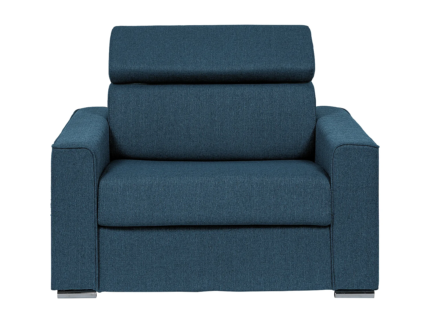 Express-slaapfauteuil van blauwe stof - Bed 70 cm - Matras 14 cm, VIZIR