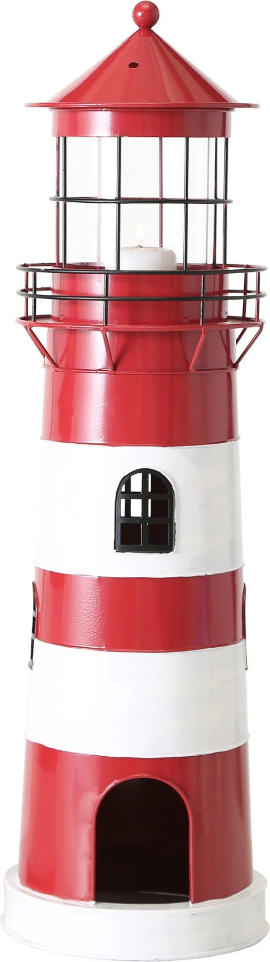 Boltze windlicht Leuchtturm rood / wit D 19 H 64 cm