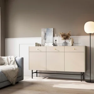 Dressoir 3 deuren – 3 laden – 155 cm – grijs – DIVENOS Dressoir 3 deuren – 3 laden – 155 cm – grijs – DIVENOS