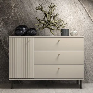 Dressoir – 3 lades – 120 cm – beige – CALETTO Dressoir – 3 lades – 120 cm – beige – CALETTO
