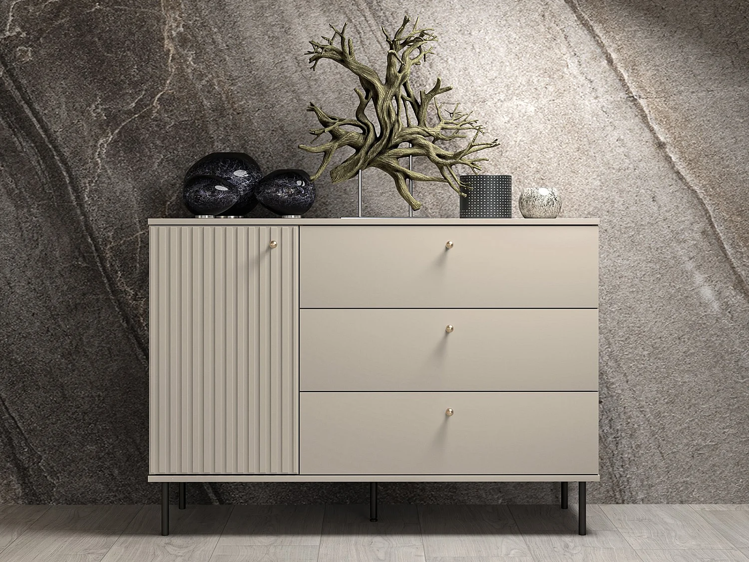 Dressoir - 3 lades - 120 cm - beige - CALETTO