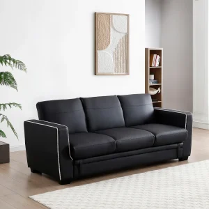 Driezits bedbank van kunstleer NATY – Zwart Driezits bedbank van kunstleer NATY – Zwart