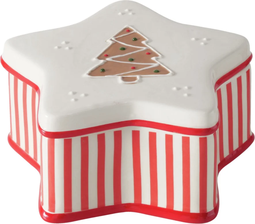 Boltze voorraadpot Ginger wit / rood 17 x 17 x 8,5 cm