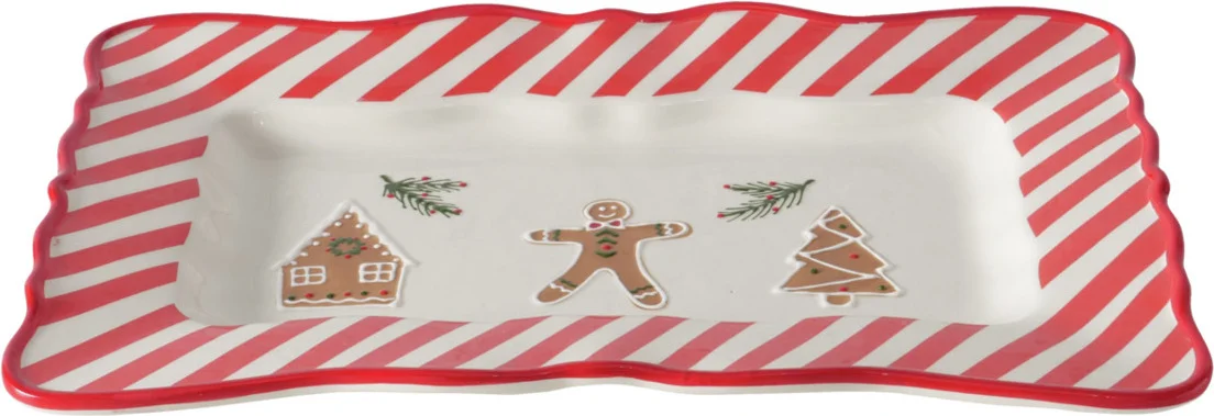 Boltze schaal Ginger wit / rood 39 x 25 x 3,5 cm
