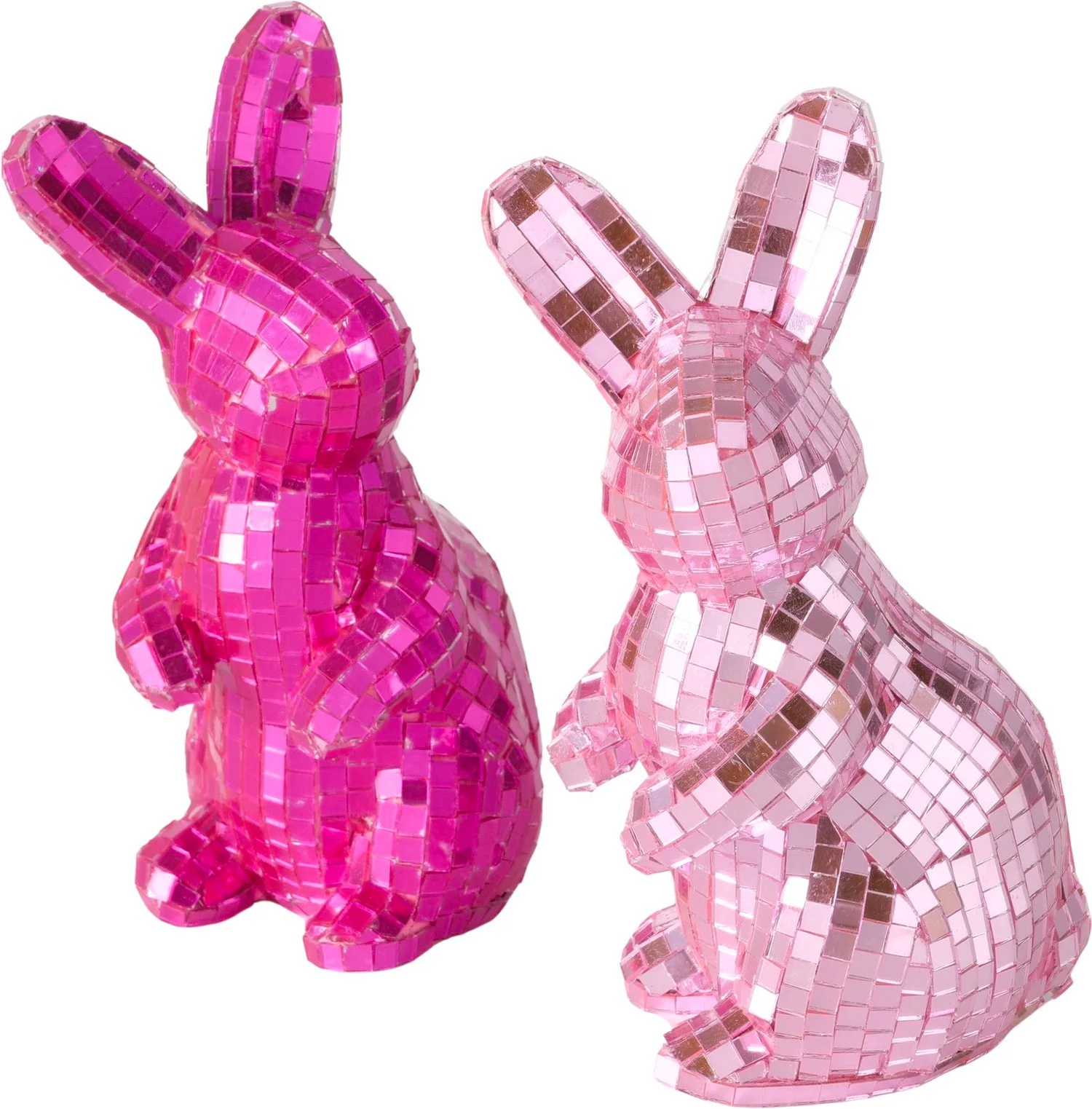 Boltze paasdecoratie Belia beeld haas roze 7,5 x 9 x 17 cm 2 stuks