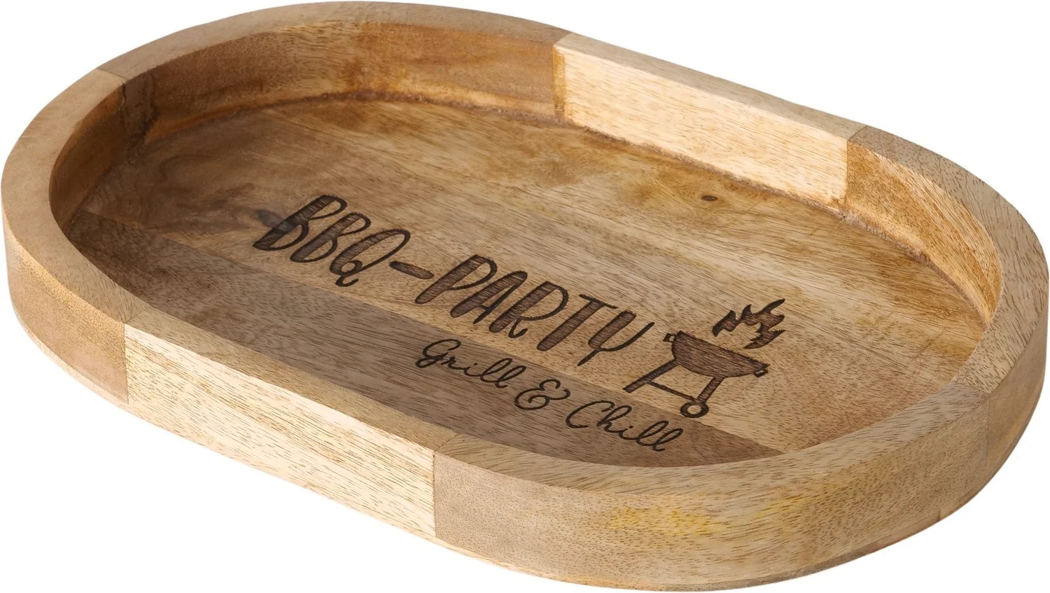 Boltze dienblad Grill naturel mangohout 29,5 x 19,5 x 3,2 cm