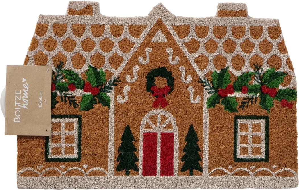 Boltze kokosmat Julehus huis bruin 60 x 40 x 1,2 cm