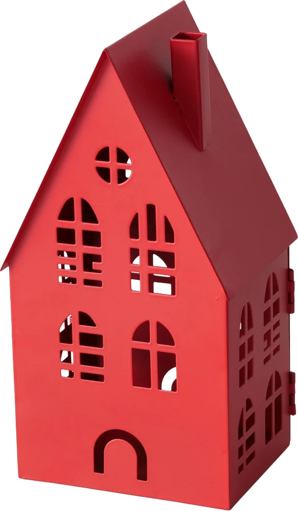 Boltze windlicht Dover rood 9 x 7,3 x 12,8 cm