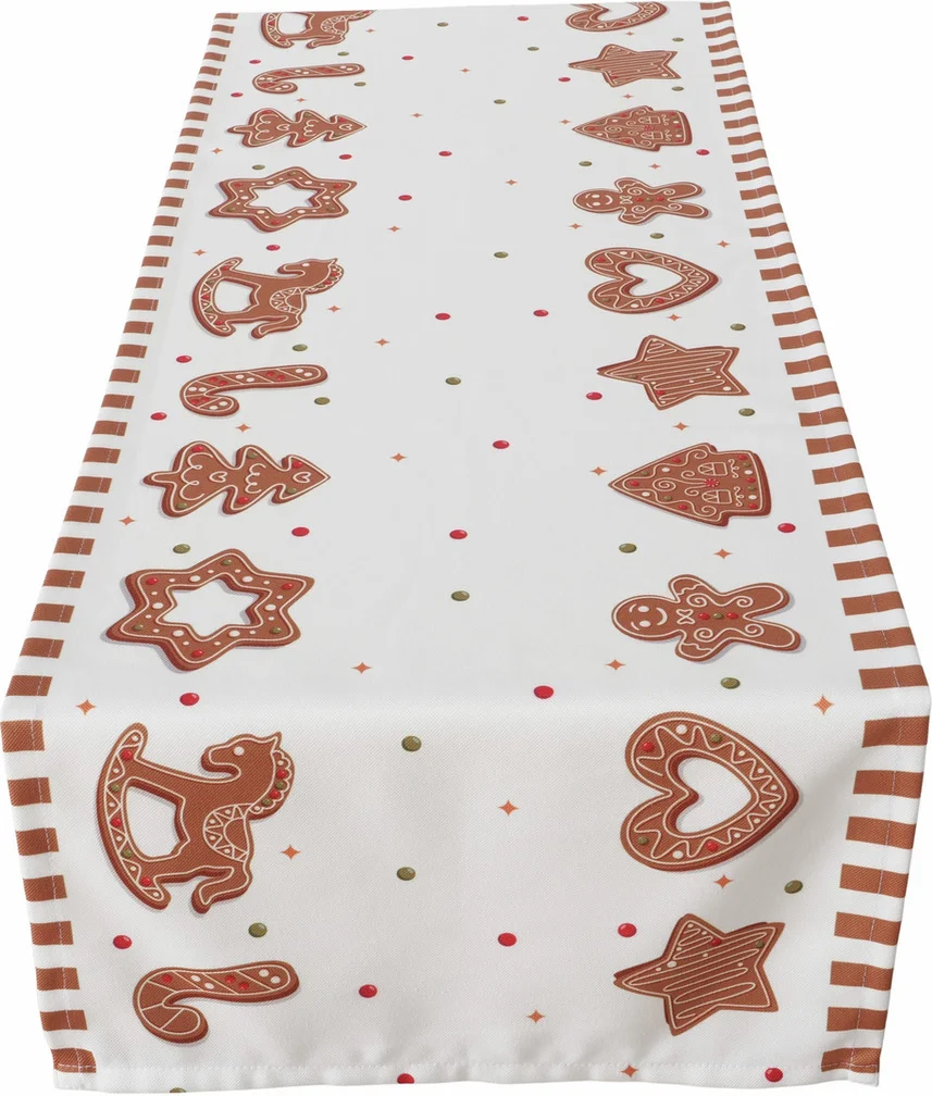 Boltze tafelloper Ginger wit 140 x 40 cm
