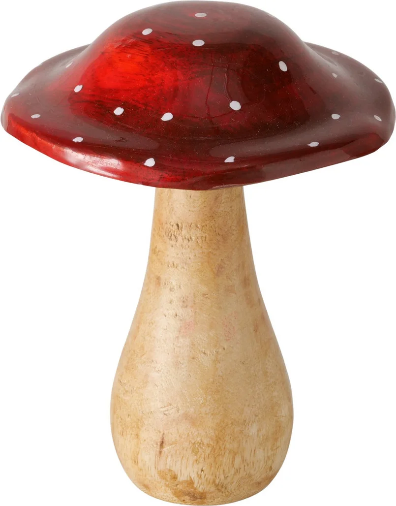 Boltze tuinbeeld Amalie paddenstoel rood / naturel 13 x 13 x 15 cm