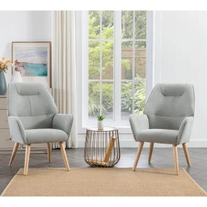 Vaste fauteuil van grijze stof. Scandinavische stijl. OSIMO Vaste fauteuil van grijze stof. Scandinavische stijl. OSIMO