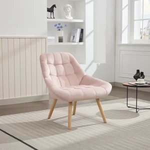 Gecapitonneerde fauteuil in roze fluweel in Scandinavische stijl LUOSTO Gecapitonneerde fauteuil in roze fluweel in Scandinavische stijl LUOSTO