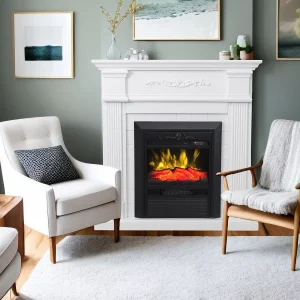 Elektrische haard met mantel – L98 x D26 x H100,8 cm – Wit – OTEMANU Elektrische haard met mantel – L98 x D26 x H100,8 cm – Wit – OTEMANU
