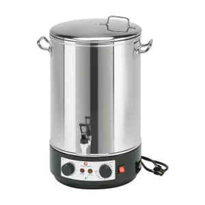 Elektrische roestvrijstalen sterilisator 32L voor 10 potten van 1L met timer, thermostaat 30-110°C en aftapkraan Elektrische roestvrijstalen sterilisator 32L voor 10 potten van 1L met timer, thermostaat 30-110°C en aftapkraan