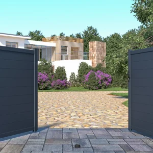 Draaipoort van aluminium NAZARIO antraciet – L305 x 166 cm – Koop nu goedkoop online Draaipoort van aluminium NAZARIO antraciet – L305 x 166 cm – Koop nu goedkoop online