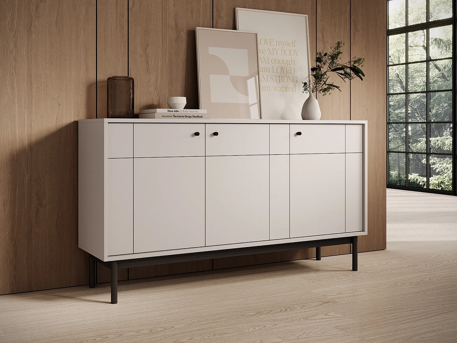 Dressoir - 154 cm - 3 deuren - kasjmier - JAPANDIES