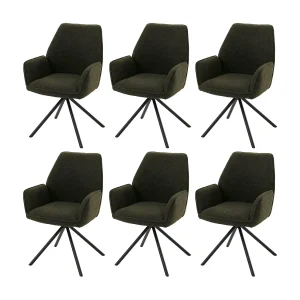 Eetkamerstoel MCW-G67 Bouclé (set van 6), olijfgroen Eetkamerstoel MCW-G67 Bouclé (set van 6), olijfgroen