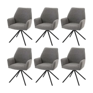 Eetkamerstoel MCW-G67 Bouclé (set van 6), lichtgrijs Eetkamerstoel MCW-G67 Bouclé (set van 6), lichtgrijs