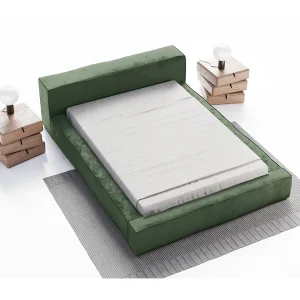 Emporius gestoffeerd bed tweepersoonsbed 160×200 Bueno – lattenbodem, opbergruimte – fluweel – Groen (Infinity 10)
