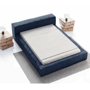Emporius gestoffeerd bed tweepersoonsbed 180×200 Bueno – lattenbodem, opbergruimte – fluweel – Blauw (Infinity 11)