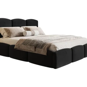 Emporius bed 160×200 Roma Slim – tweepersoonsbed met opbergruimte, lattenbodem – Velvet Zwart (Amor Velvet 4322)