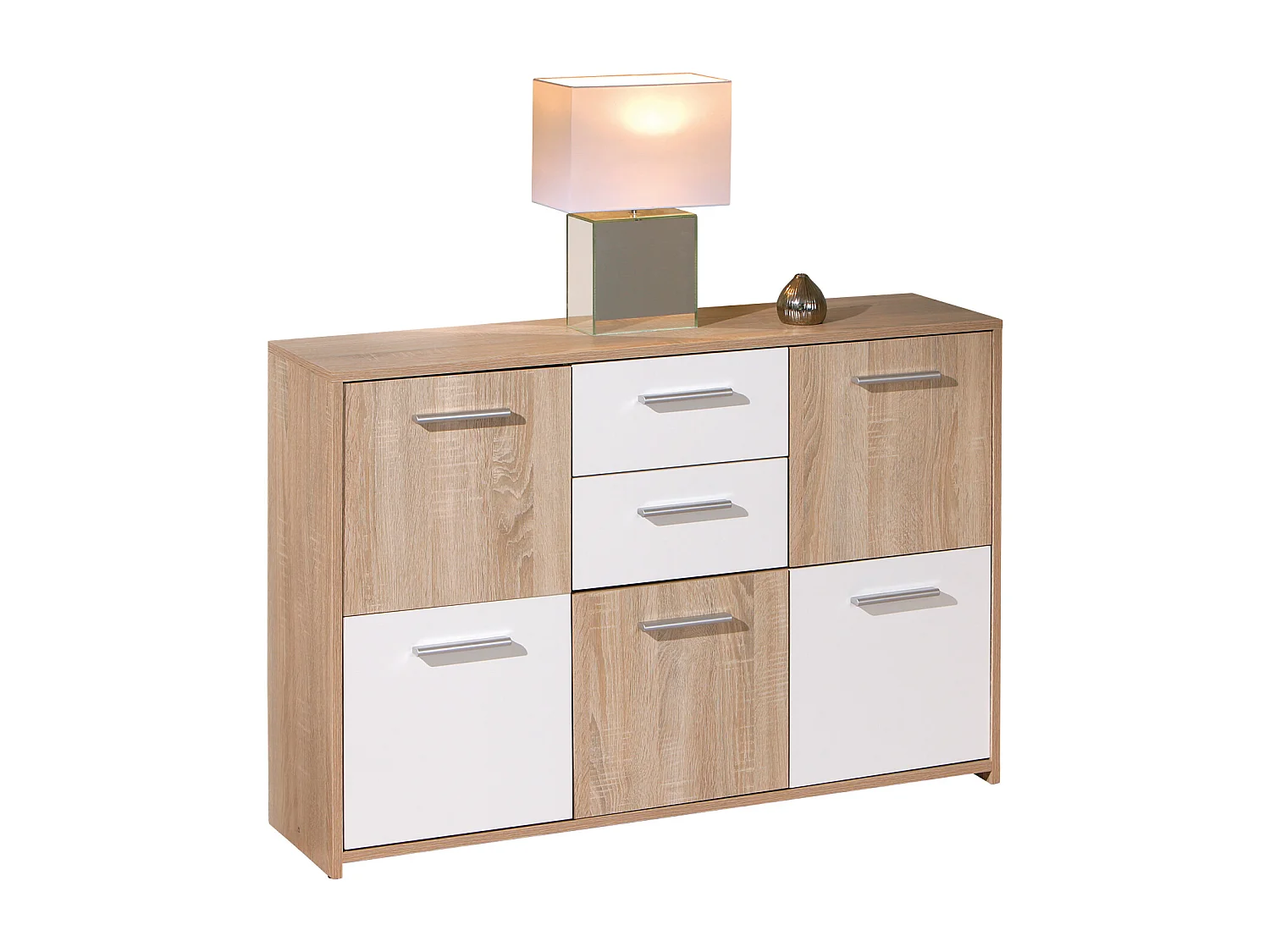 Elsra kommode 5 deuren, 2 lades Sonoma eiken decor.