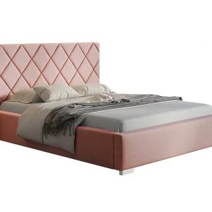 Emporius bed met opbergruimte 140×200 Aron – tweepersoonsbed, lattenbodem, bedlade, gestoffeerd bed 140×200 – Roze (Jasmine 61)