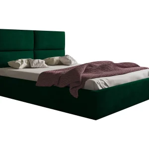 Emporius bed met opbergruimte Terra – tweepersoonsbed 140 x 200 cm – fluweel Groen (Monolith 37)