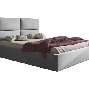 Emporius bed met opbergruimte Terra – tweepersoonsbed 140 x 200 cm – fluweel Lichtgrijs (Jasmine 90)