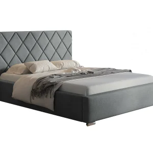 Emporius bed met opbergruimte 180×200 Aron – tweepersoonsbed, lattenbodem, bedlade, gestoffeerd bed 180×200 – Gris clair (Jasmine 90)