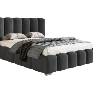 Emporius bed 140×200 cm met opbergruimte Pearl – gestoffeerd bed 140×200, fluwelen Donkergrijs (Amor Velvet 4321)