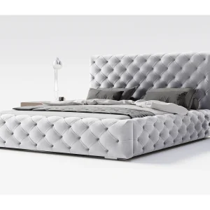 Emporius bed 180×200 Paris – bed met opbergruimte, gestoffeerd bed met lattenbodem – fluwelen Lichtgrijs (Magic Velvet 2218)