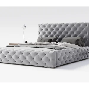 Emporius bed 200×200 Paris – bed met opbergruimte, gestoffeerd bed met lattenbodem – fluwelen Grijs (Magic Velvet 2217)
