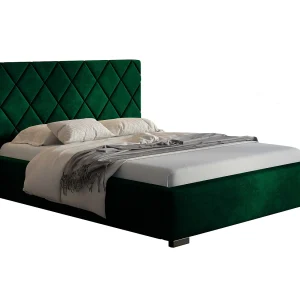 Emporius bed met opbergruimte 160×200 Aron – tweepersoonsbed, lattenbodem, bedlade, gestoffeerd bed 160×200 – Vert (Kronos 19)