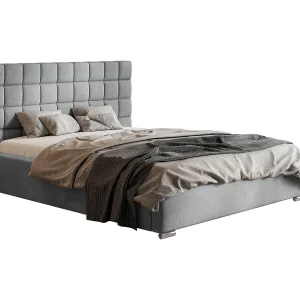 Emporius gestoffeerd bed 180×200 met opbergruimte Noris – tweepersoonsbed, lattenbodem – Lichtgrijs (Jasmine 90)