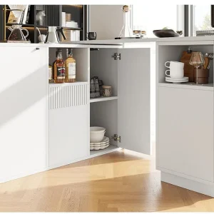 Dressoir、Draaibare barkast – met multifunctionele opbergruimte – MDF – Wit Dressoir、Draaibare barkast – met multifunctionele opbergruimte – MDF – Wit